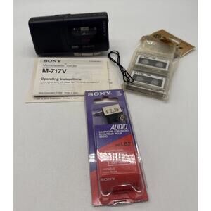 Sony M 717V Microcassette Voice Recorder Handheld Earphone 2 Tapes Repair Parts